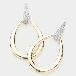 Cubic Zirconia earrings. Teardrop Dangle Earrings With Post Back.